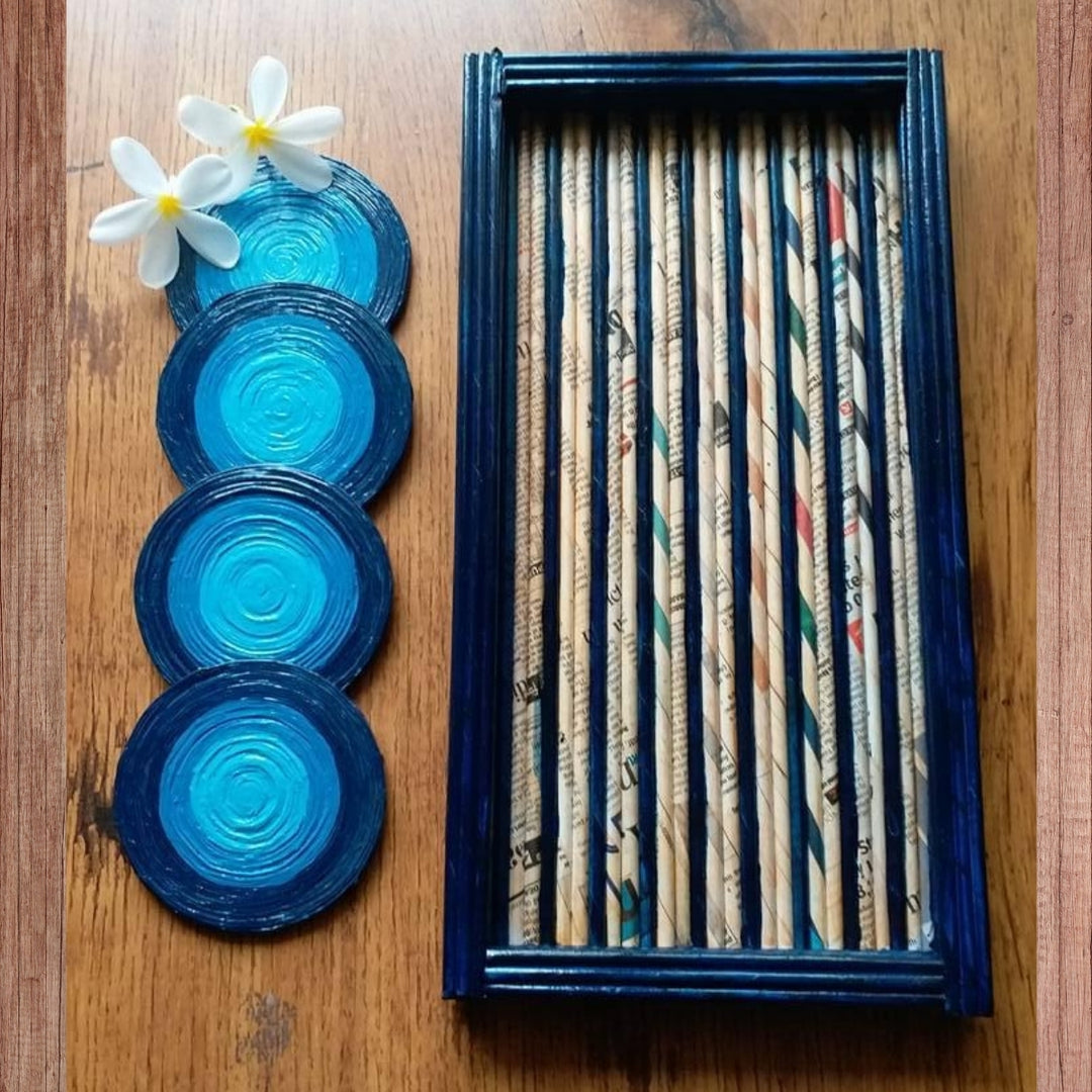 Artistic Trays | Hand Crafted with Paper Coiling | Unique | Set of 2 Trays