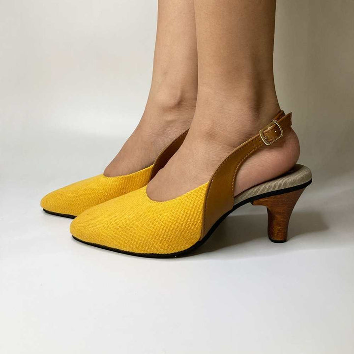 Mustard Slingback for Women | Cactus Leather | Effortless Elegance