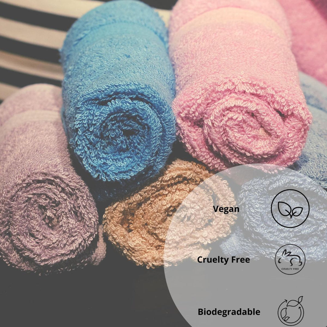 Natural Bamboo Hand Towel | Eco Friendly | Pink, Turquoise & Beige | Set Of 6