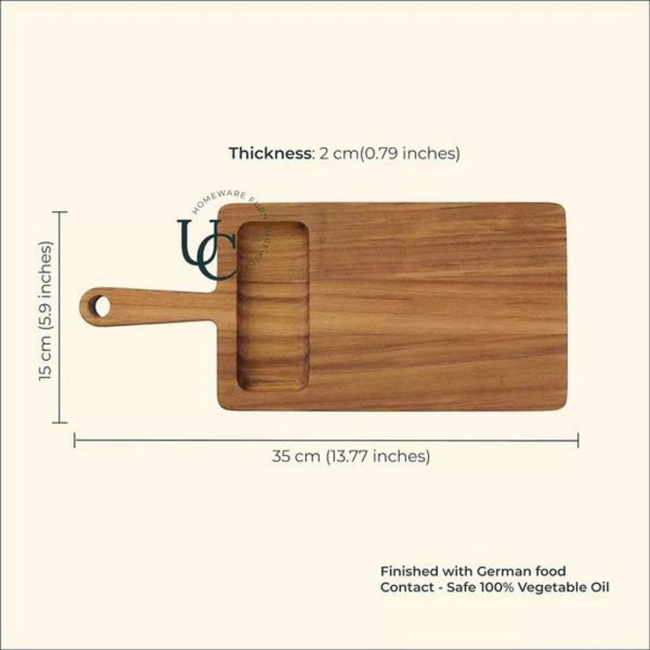 Teakogram Serving Platter | Premium Teak Wood | Hand-Crafted | Small -14 Inch