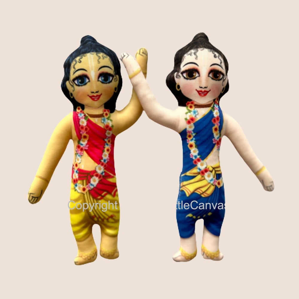 Gaura Nitai Plush Dolls | Indian Mythological Toys | Handcrafted | Set Of 2