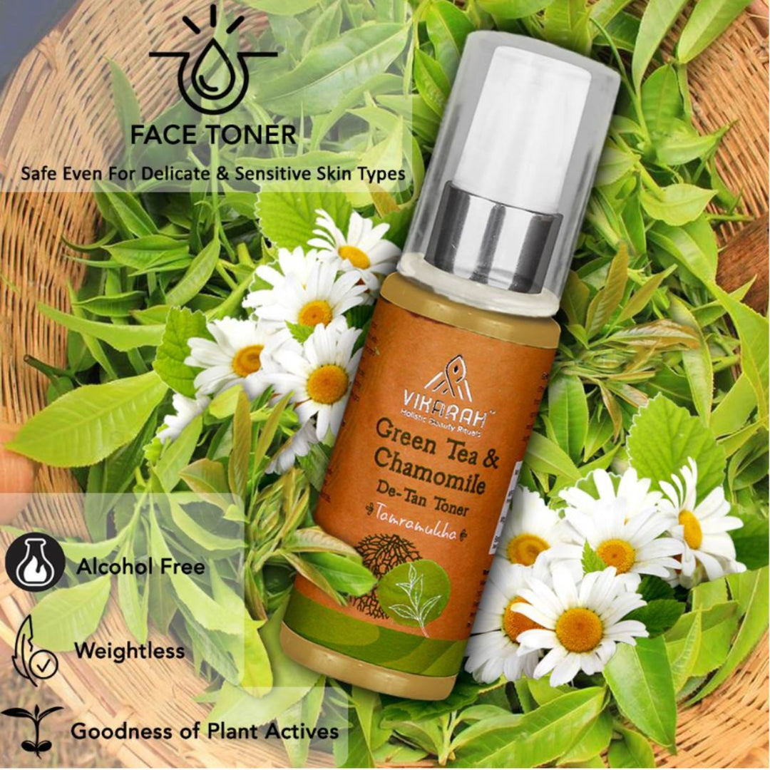 Green Tea & Chamomile Face Toner | For Hydration, De-Tanning and Skin Glow | Ayurvedic | 60 ml 