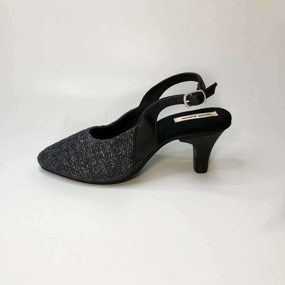 Black Heeled Slingback for Women | Sustainable Cactus Leather | Formal Wear