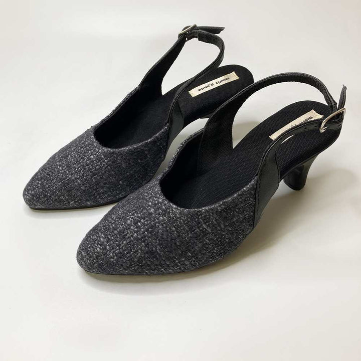 Black Heeled Slingback for Women | Cactus Leather | Comfy Formal Wear