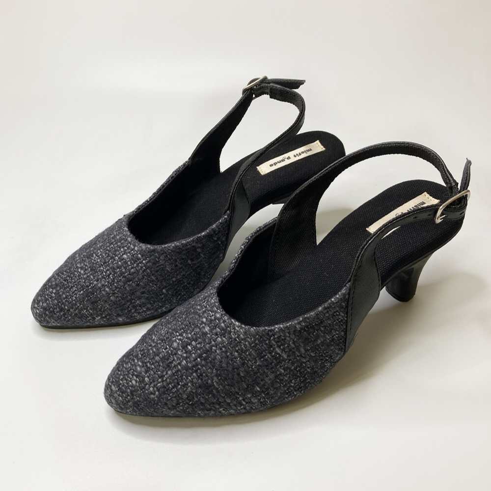 Black Heeled Slingback for Women | Cactus Leather | Comfy Formal Wear