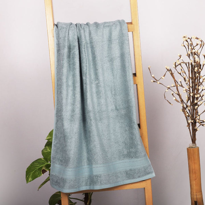 Bamboo Bath Towel | Soft | 600 GSM | Beige & Turquoise | Set Of 2