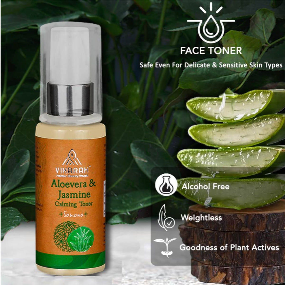 Aloe Vera and Jasmine Face Toner | Floral Fragrance | Evens Skin Texture | 60 ML | Based on Ayush Principles 