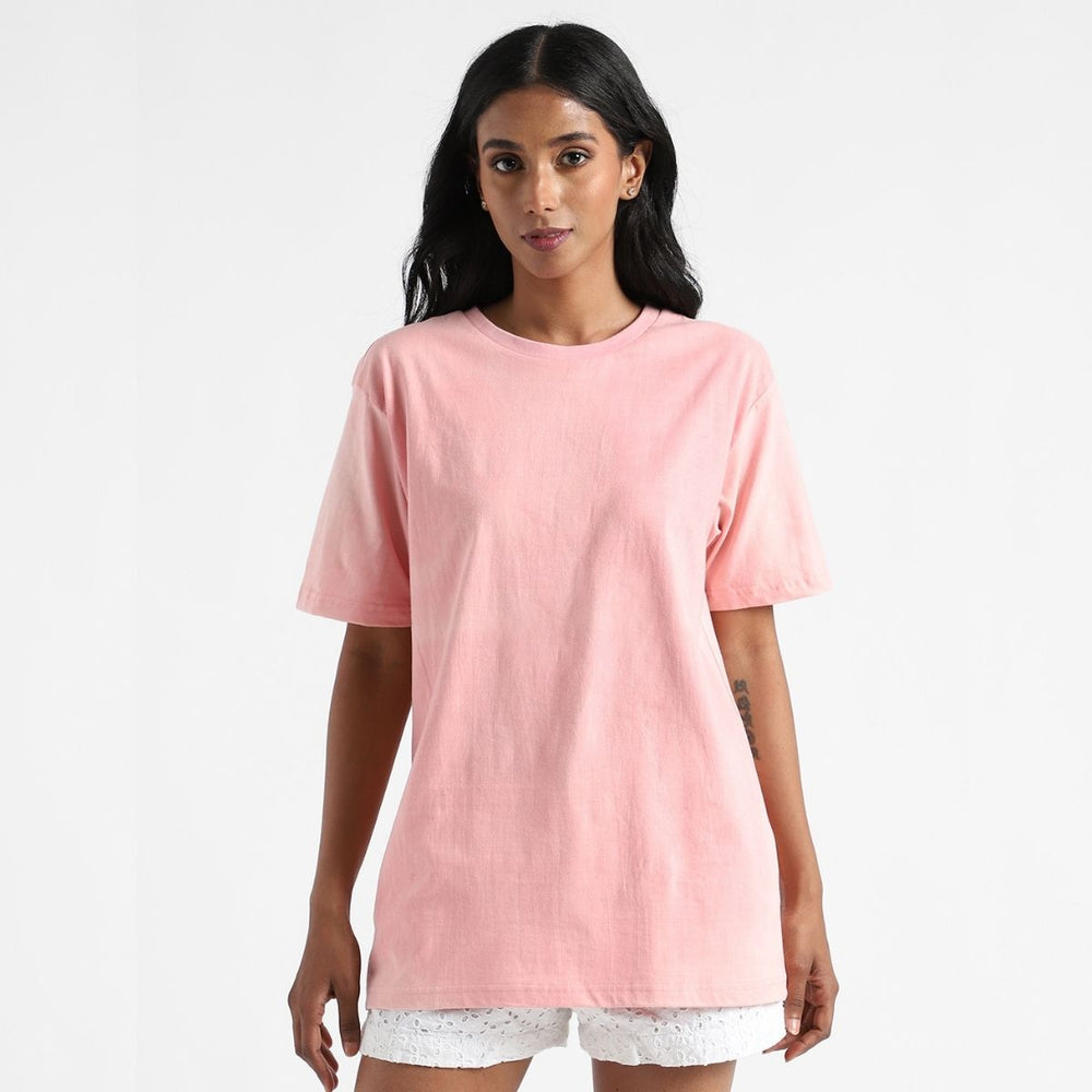 Womens Round Neck T-shirt | Organic Cotton | Naturally Dyed | Rose Pink