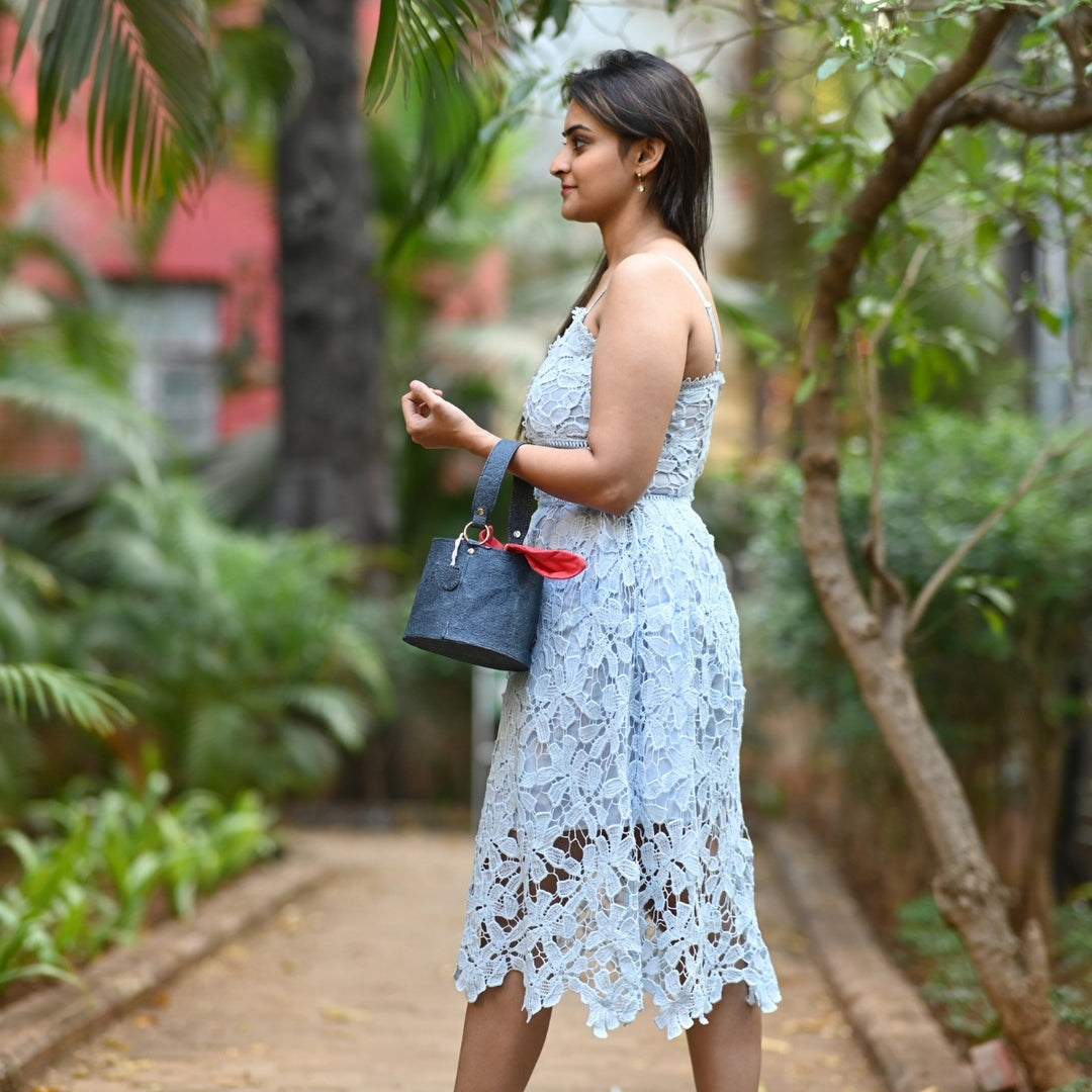 Bucket Bag For women | Indigo | Made of Coconut Leather | Stylish