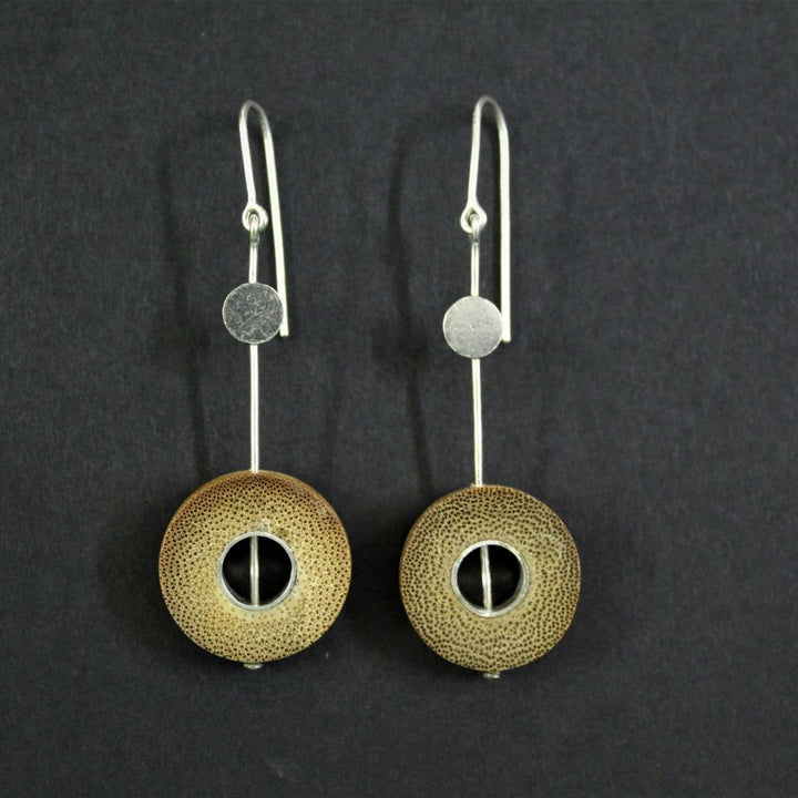 Rhea One Dot Earrings | Hand- Crafted | 92.5 Silver & Gold Plated Recycled Brass & Bamboo