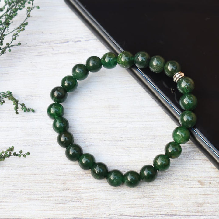 Jade Bracelet | Certified | Wellness Jewelry | Original | 24 Glossy Beads | Unisex | Hand Made