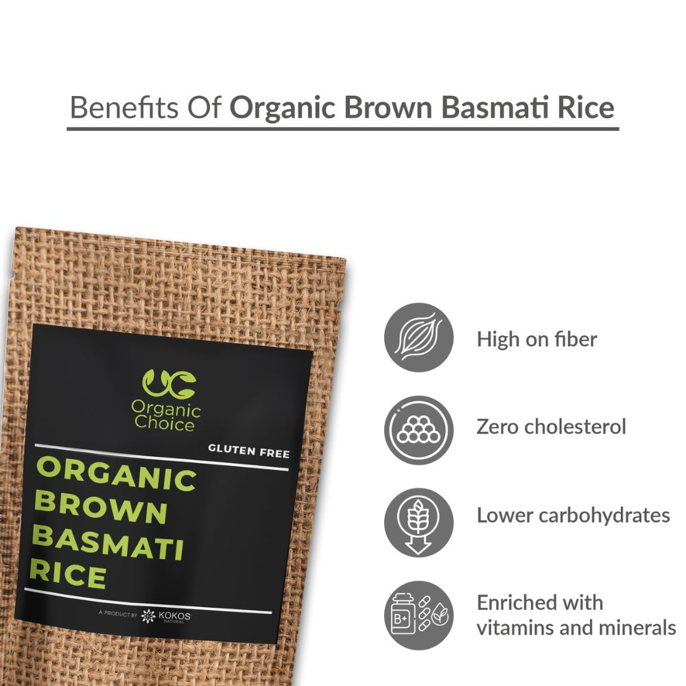 Organic Brown Basmati Rice | Gluten Free | 100 % Natural Whole Grain | 1000 GM