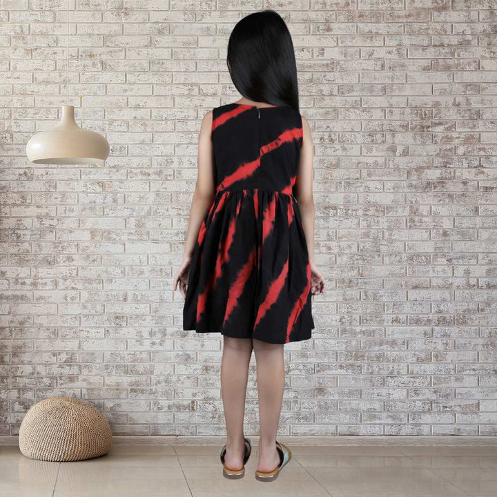 Leheriya Dress | Occasion Wear | Cotton | Black And Red