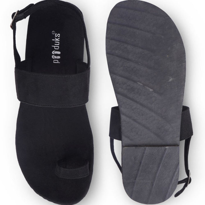 Black Flat Sandals For Men | Designed and Made Sustainably by Artisans