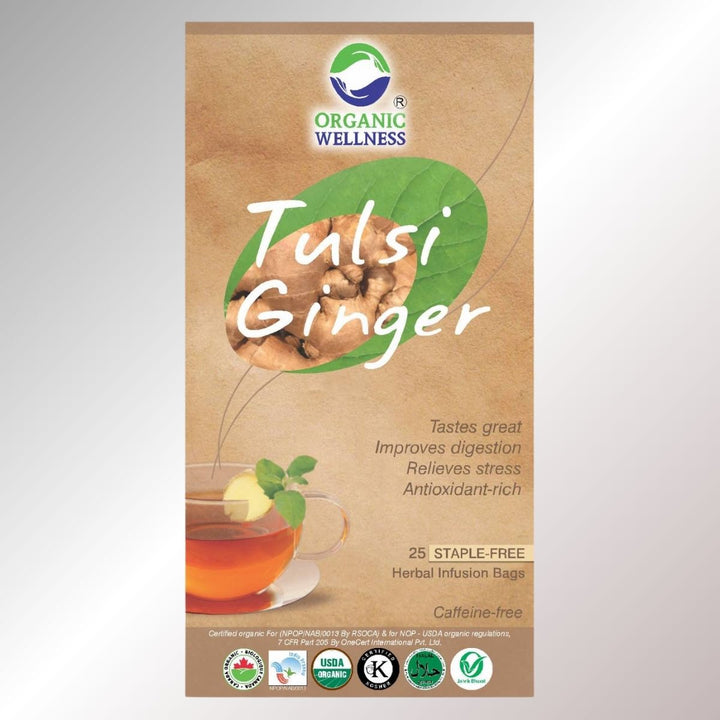 Tulsi Ginger | Herbal Tea | Refreshing & Nurturing | Organic | 25 Staple Free Tea Bags