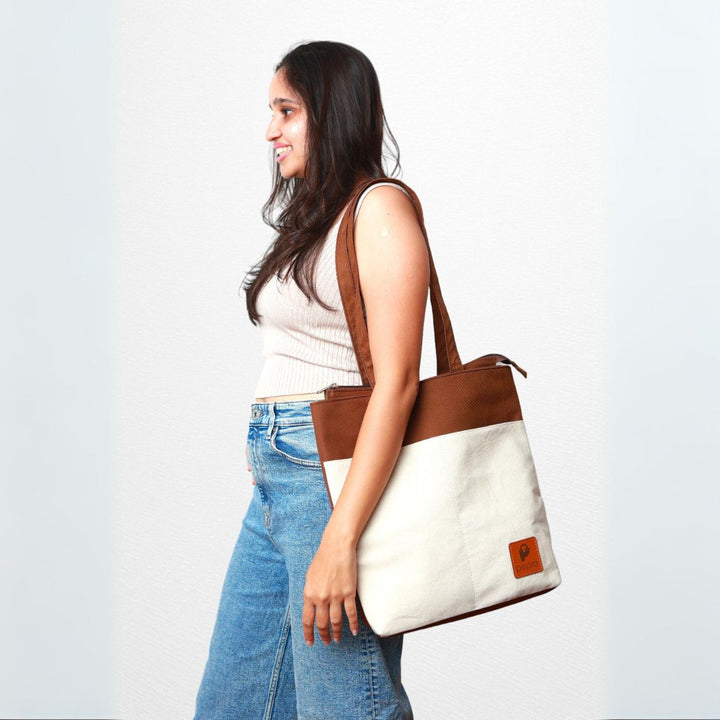 Dual Shade Shopper Tote Bag | Cotton Canvas | Hand-Crafted | Sustainable