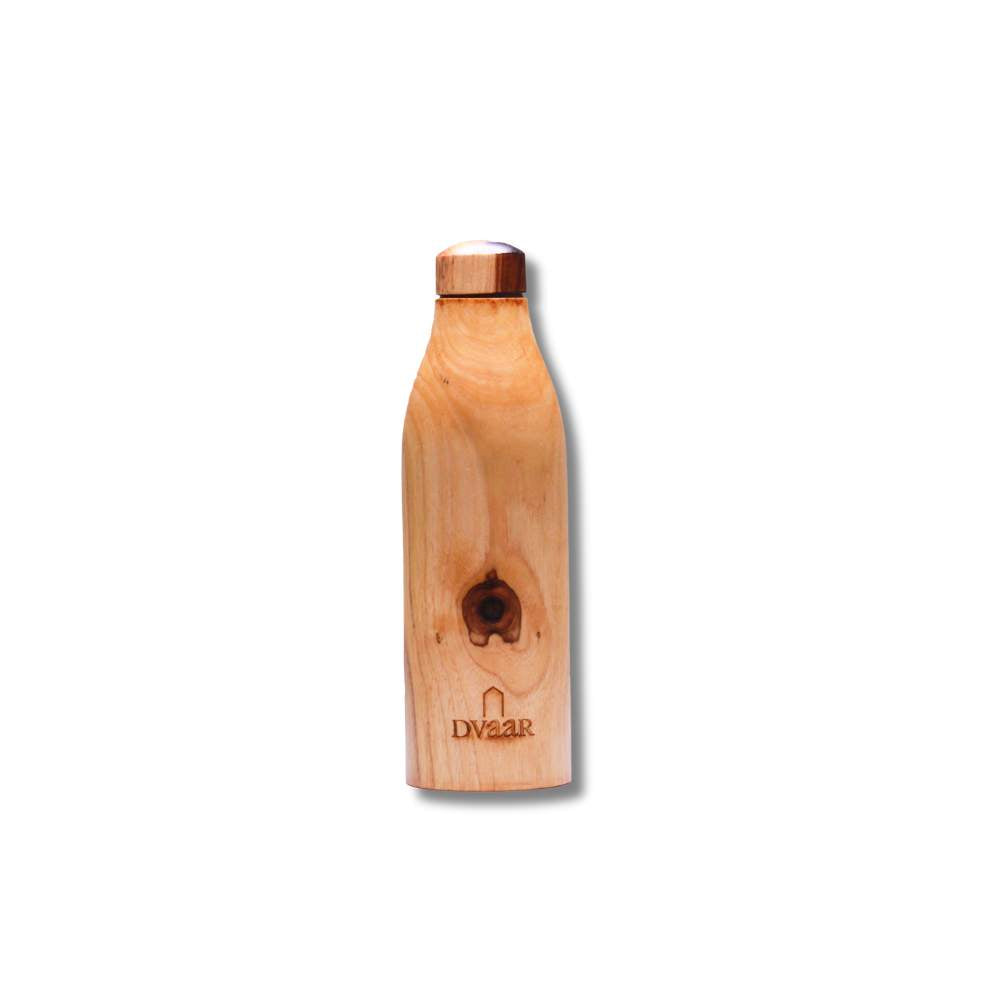 Copper And Teak Wood Made Water Bottle, Copper Bottle , 500 ML, Sustainable Choice