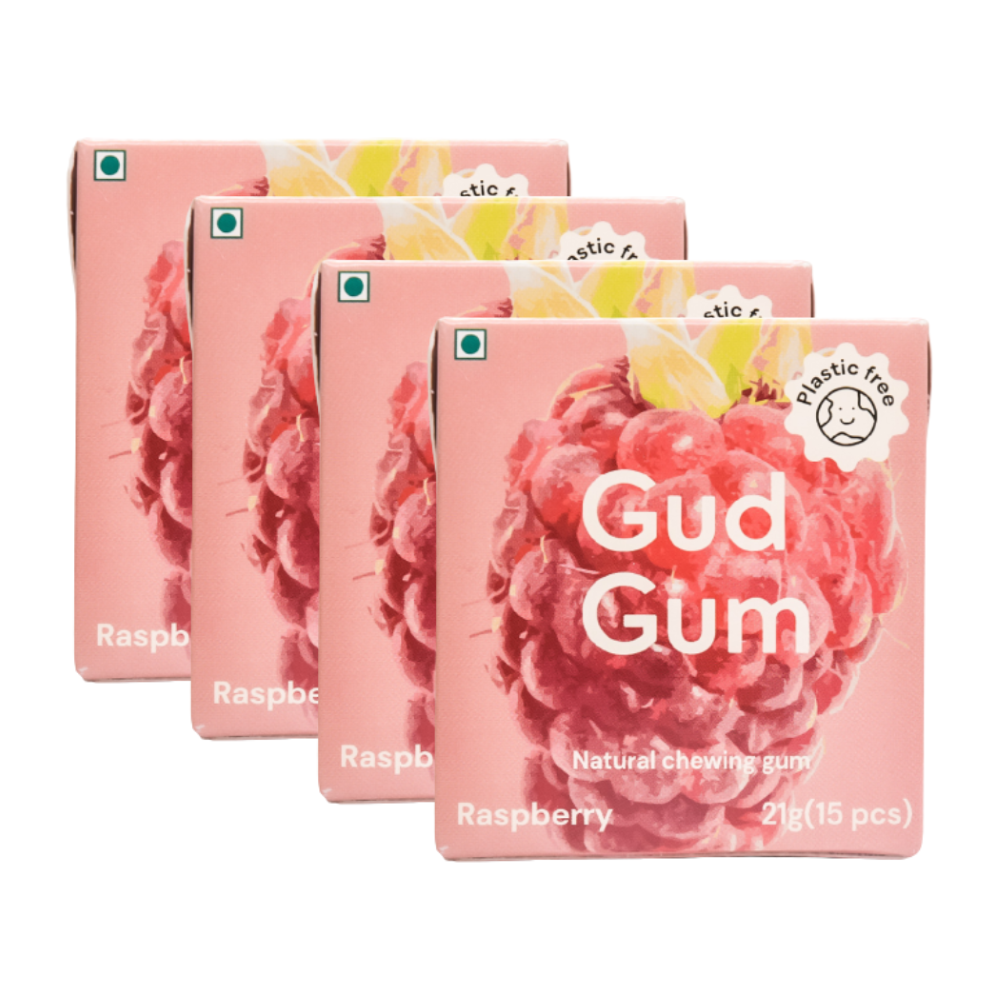 Sugar Free Chewing Gum | Raspberry | Plant Based | Biodegradable Gum | Pack Of 4