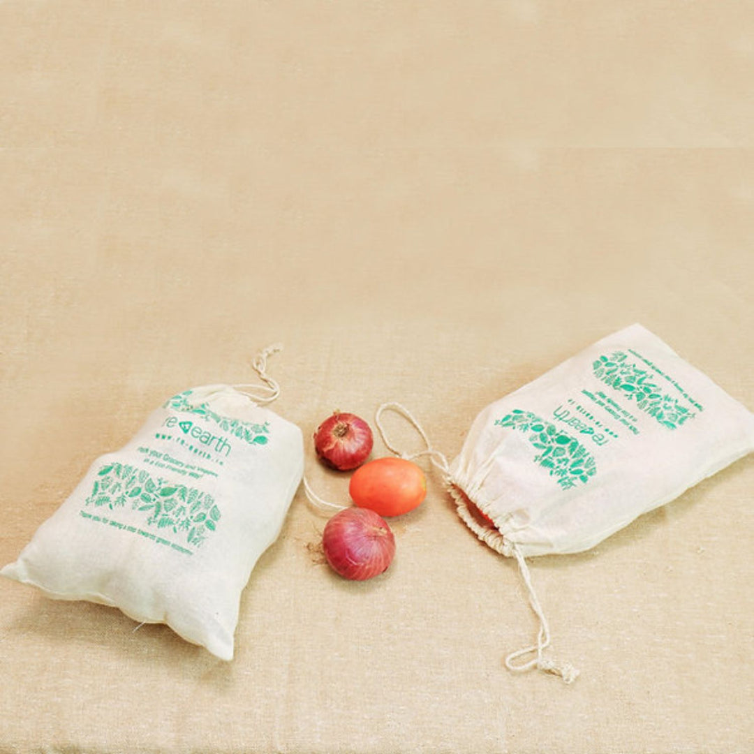 Eco Friendly Veggies Bag | 100% Reusable Cotton | Compostable | 12" x 10"