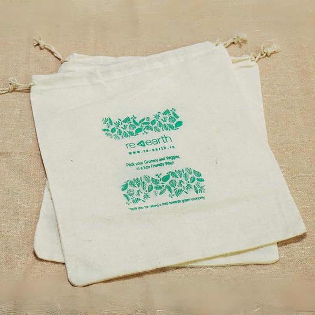 Eco Friendly Veggies Bag | 100% Reusable Cotton | Compostable | 12" x 10"