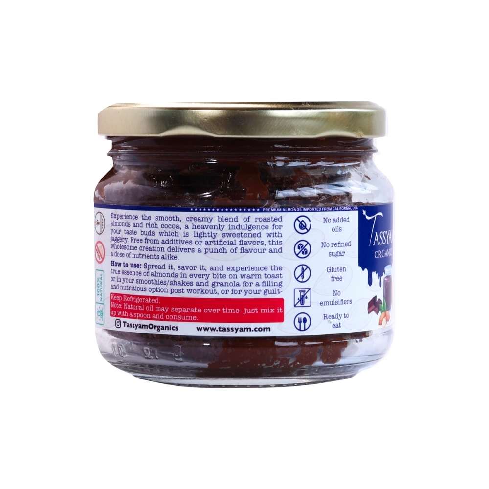 Rich Dark Chocolate Almond Spread | Organic |  Natural | Gluten Free | 300 GM