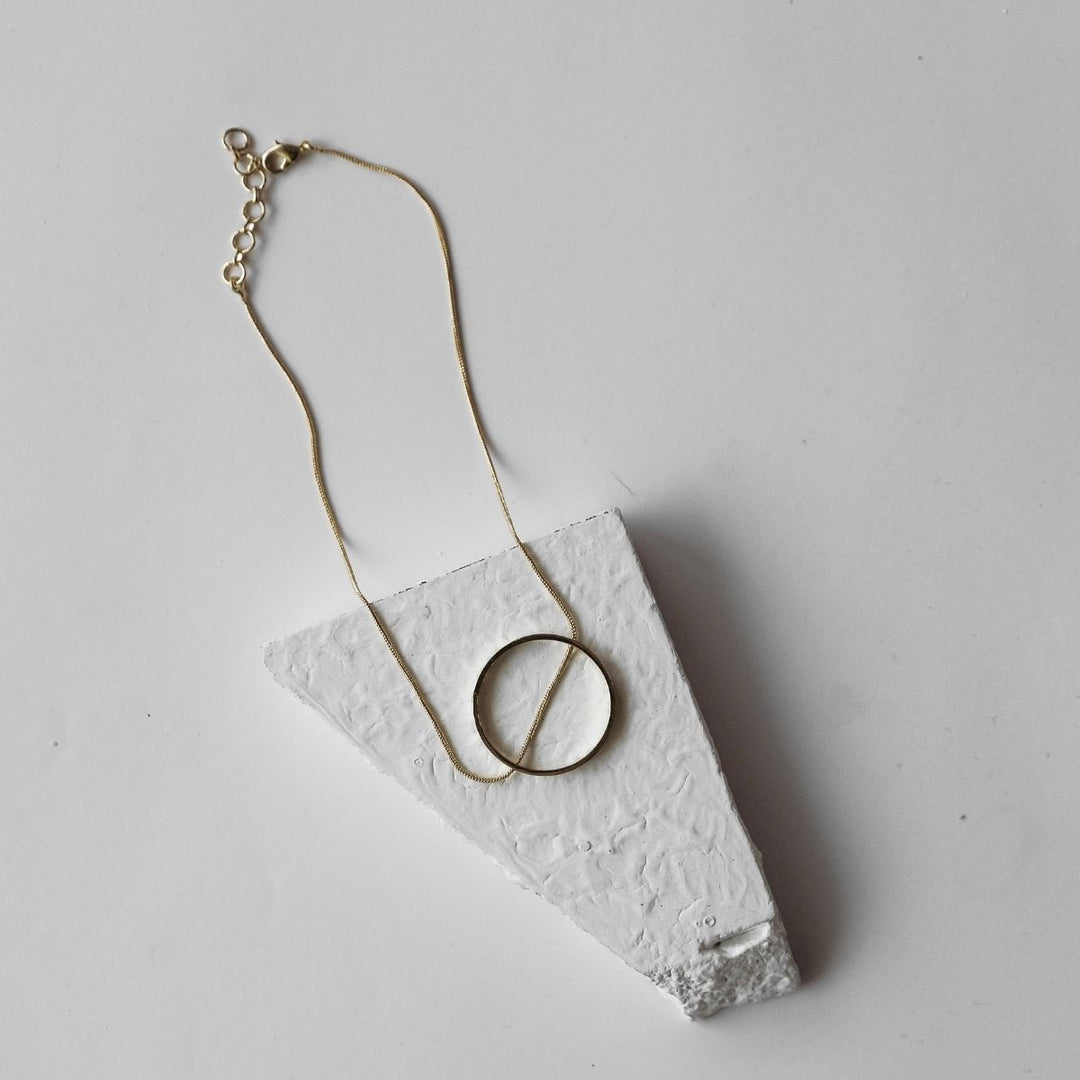 Slit A Circle | Gold Finish Brass Neckpiece | Bespoke  Design | Hand-Crafted | Sustainable