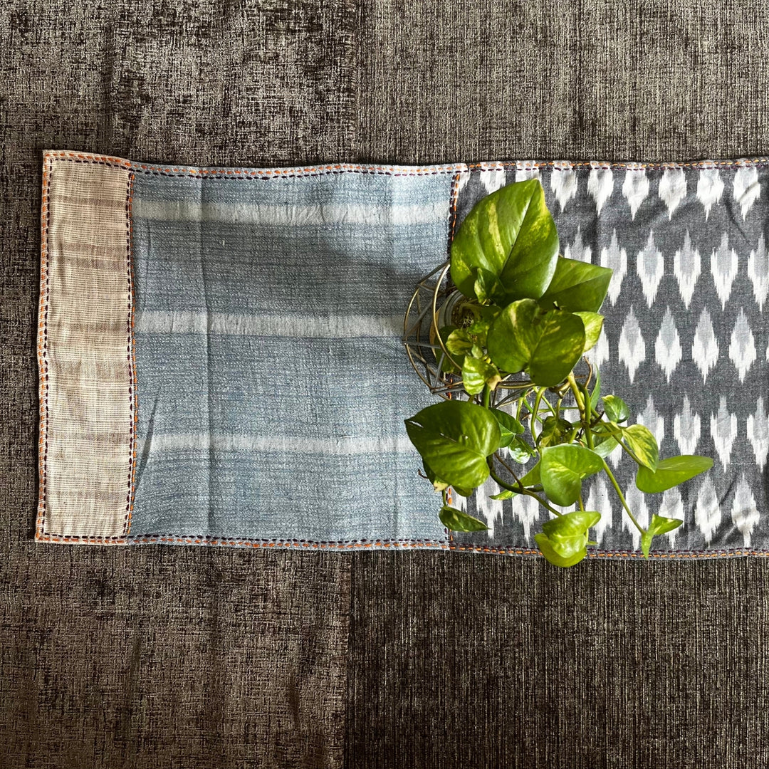 Table Runner | Kala Cotton & Ikat | Muted Colour Block | Hand Crafted