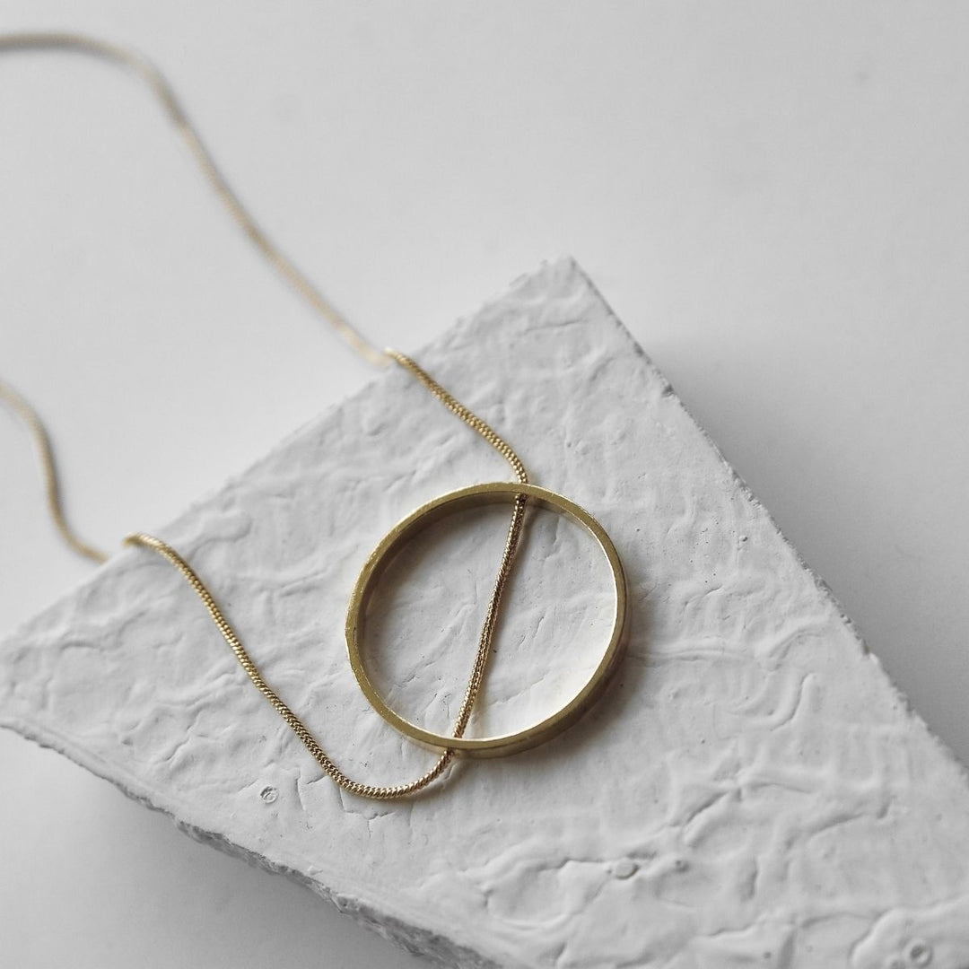 Slit A Circle | Gold Finish Brass Neckpiece | Bespoke  Design | Hand-Crafted | Sustainable