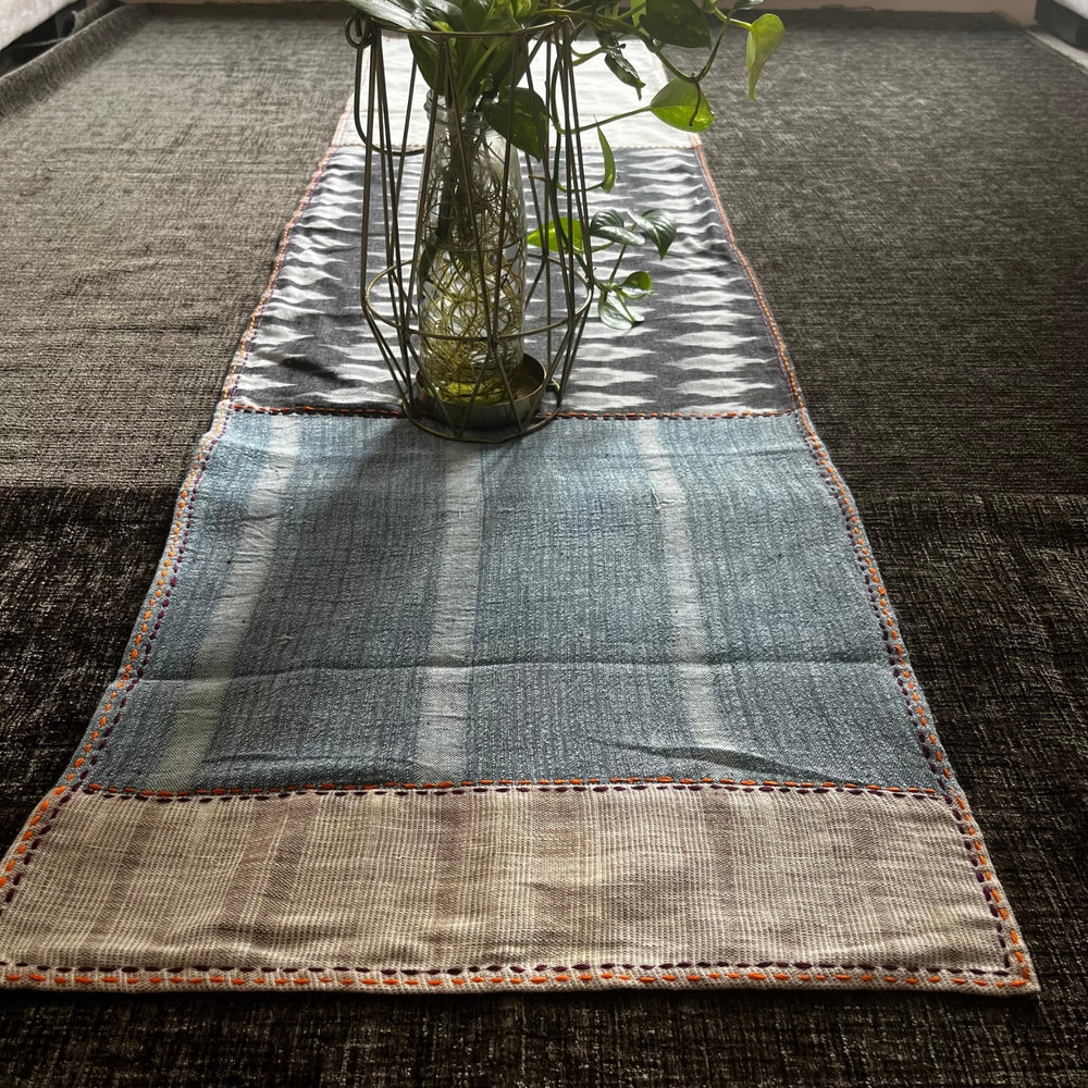 Table Runner | Kala Cotton & Ikat | Muted Colour Block | Hand Crafted