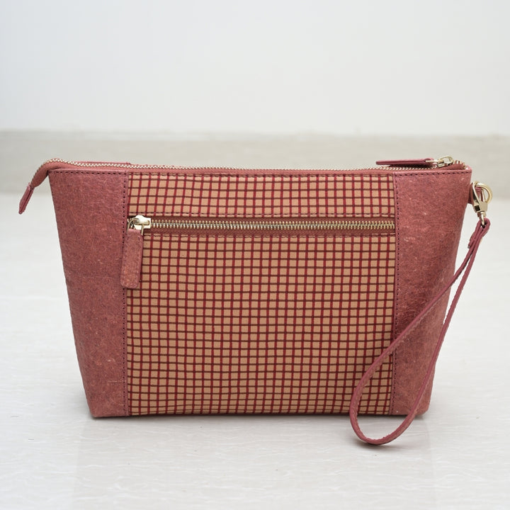 Women Wrist Bag | Cotton & Coconut Leather | Travel Apt | Multi Pockets |  Rust