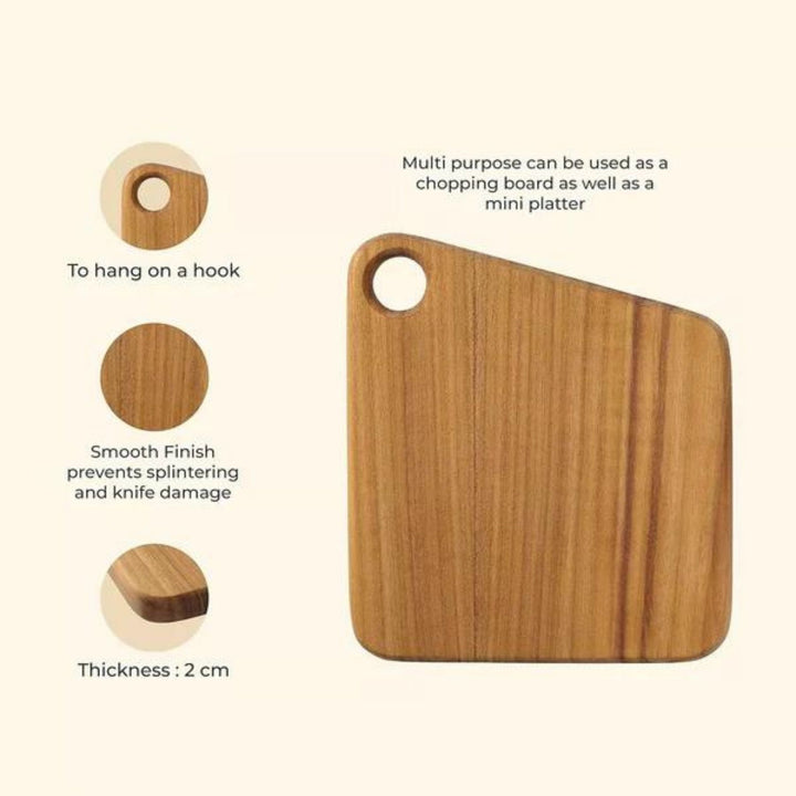 Mini Chopping Board / Serving Platter | Teak Wood | Hand-Crafted | 7 Inch