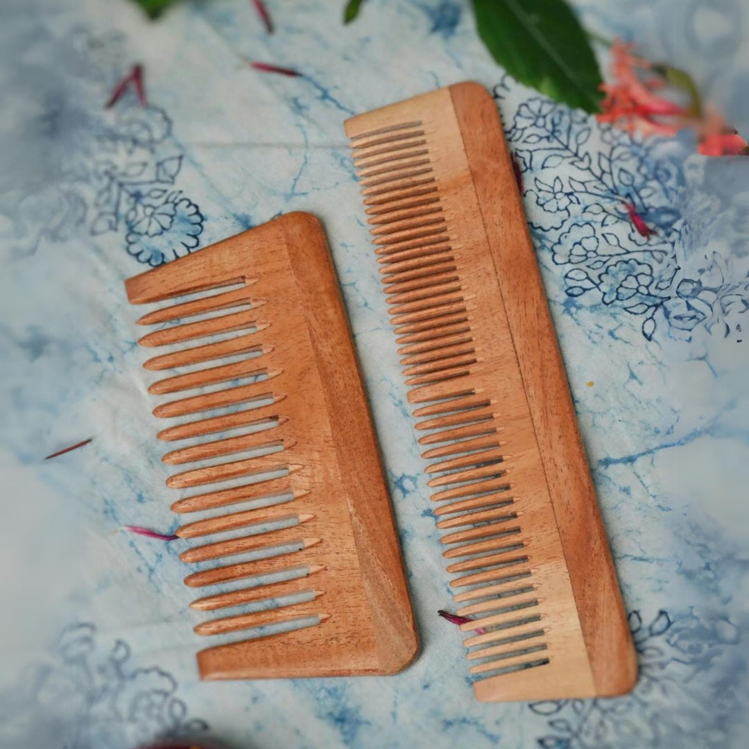 Handmade Natural Neem Wood Comb | Eco-Friendly | Small & Big | Pack Of 2