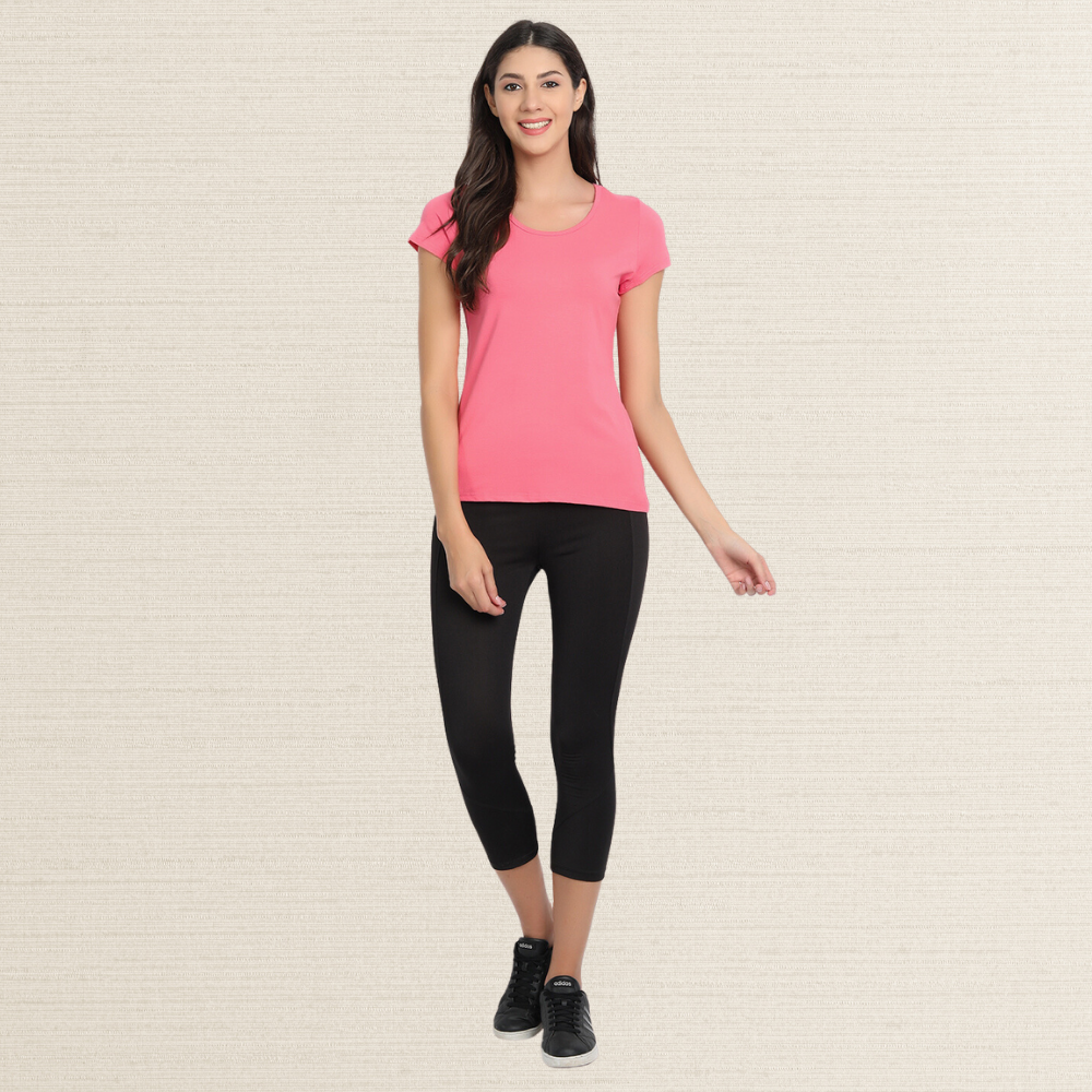 T-Shirt | Bamboo Fabric | Half Sleeve | Organic | Women Active Wear | Pink