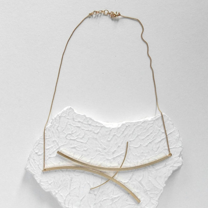 Ahei Gold Finish Neckpiece | Brass | Sustainably Crafted | Contemporary Design