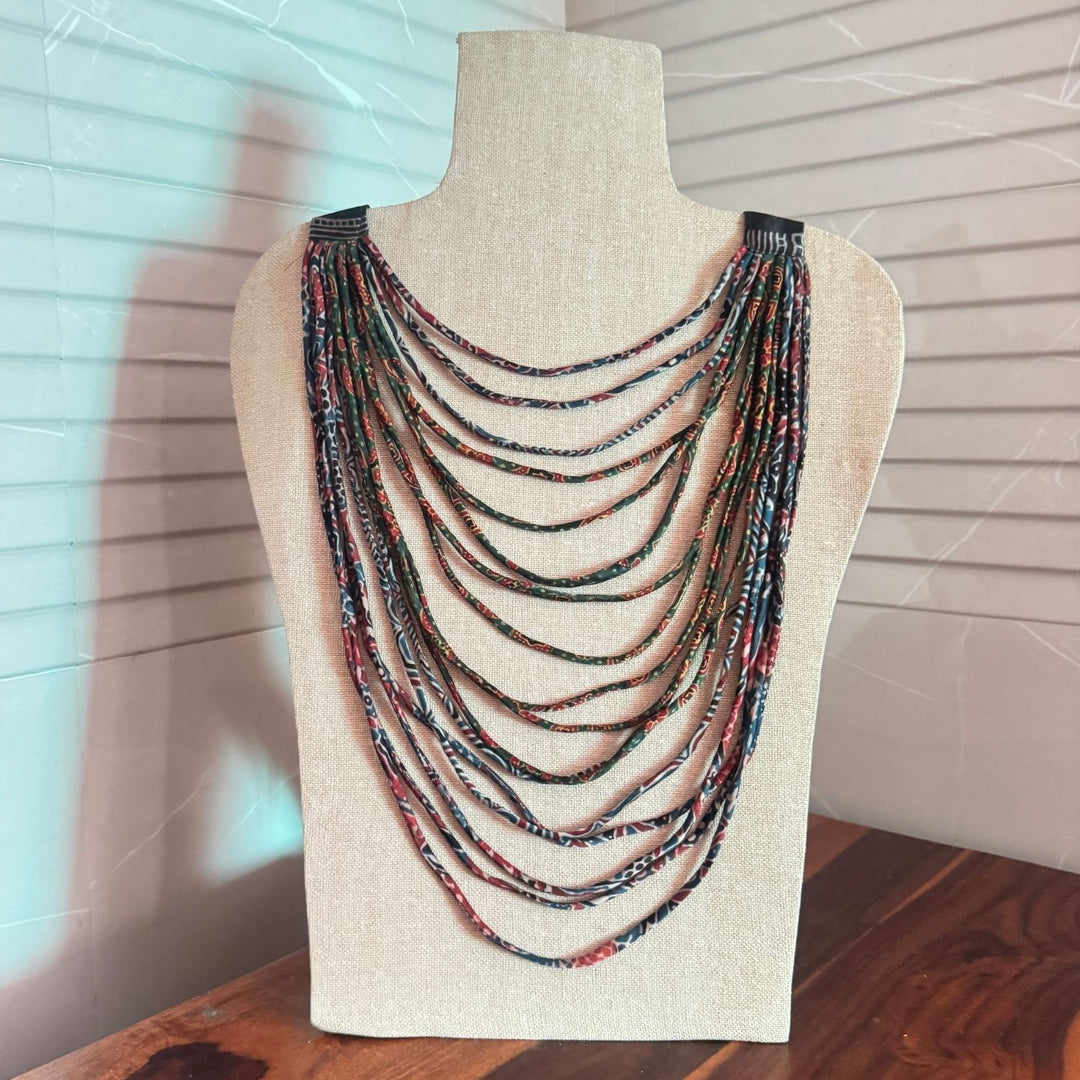 Women Necklace | Multi Strands Design | Handcrafted Fabric Jewelry | Multi Colour