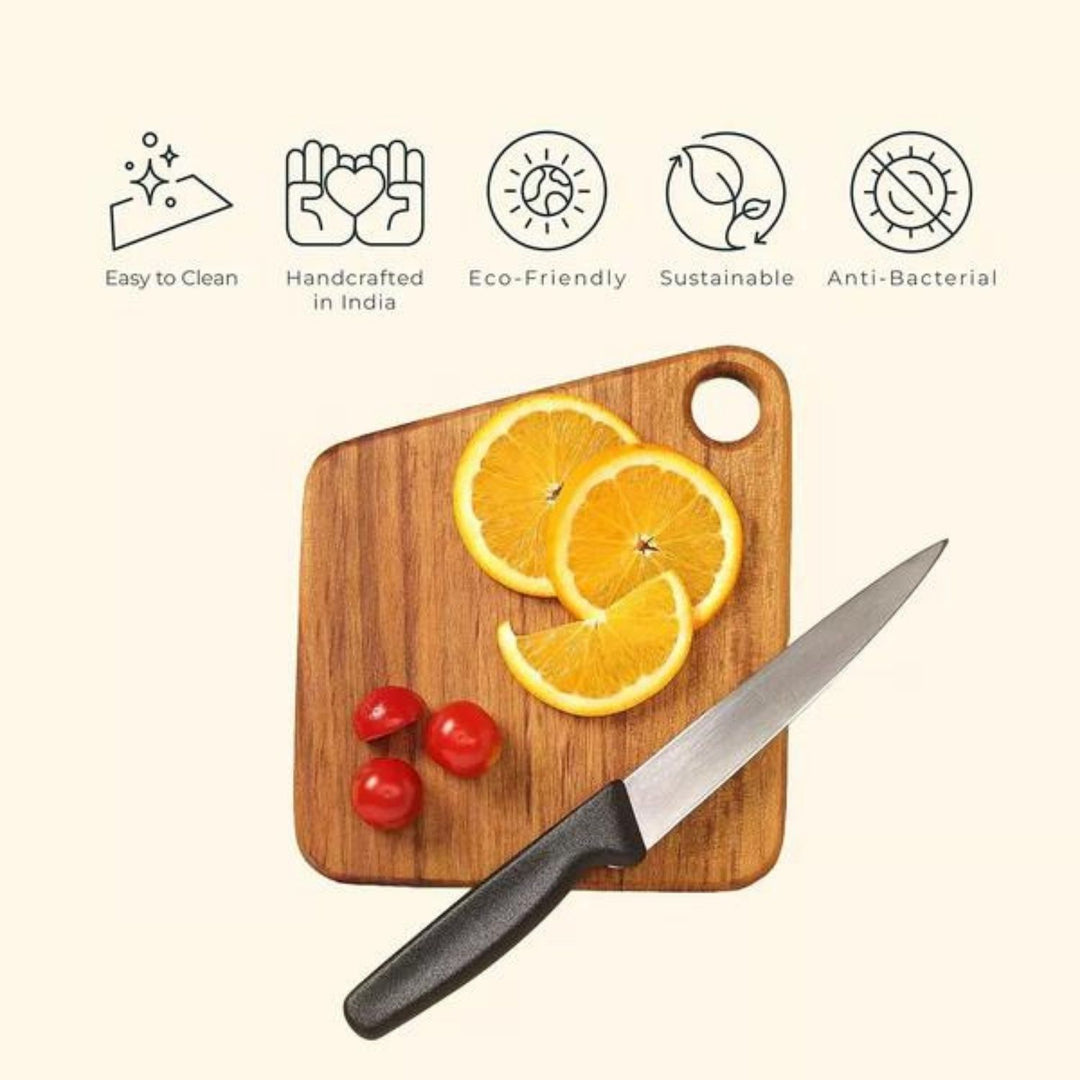 Mini Chopping Board / Serving Platter | Teak Wood | Hand-Crafted | 7 Inch