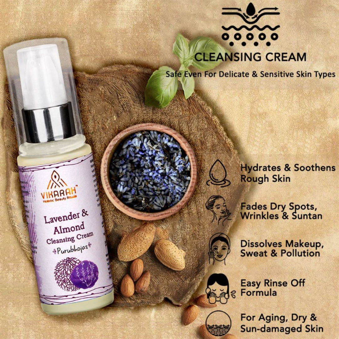 Lavender & Almond Cleansing Cream | For Dry, Sun-Damaged and Ageing Skin  | Ayurvedic Formulation | 40GM 