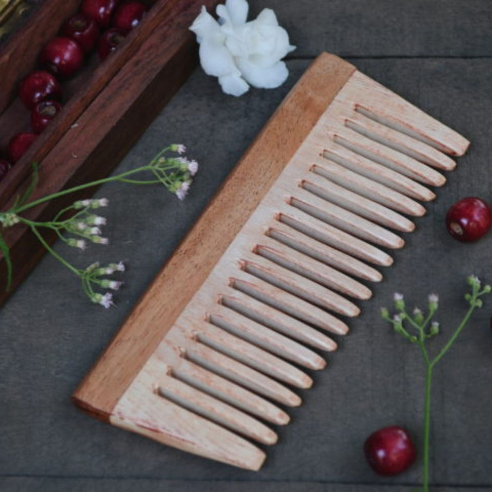 Handmade Natural Neem Wood Comb | Eco-Friendly | Small & Big | Pack Of 2