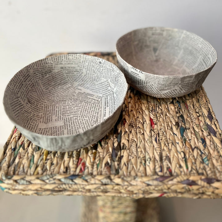 Papier Mache Bowls | Unique Table Accessory | Set of 2