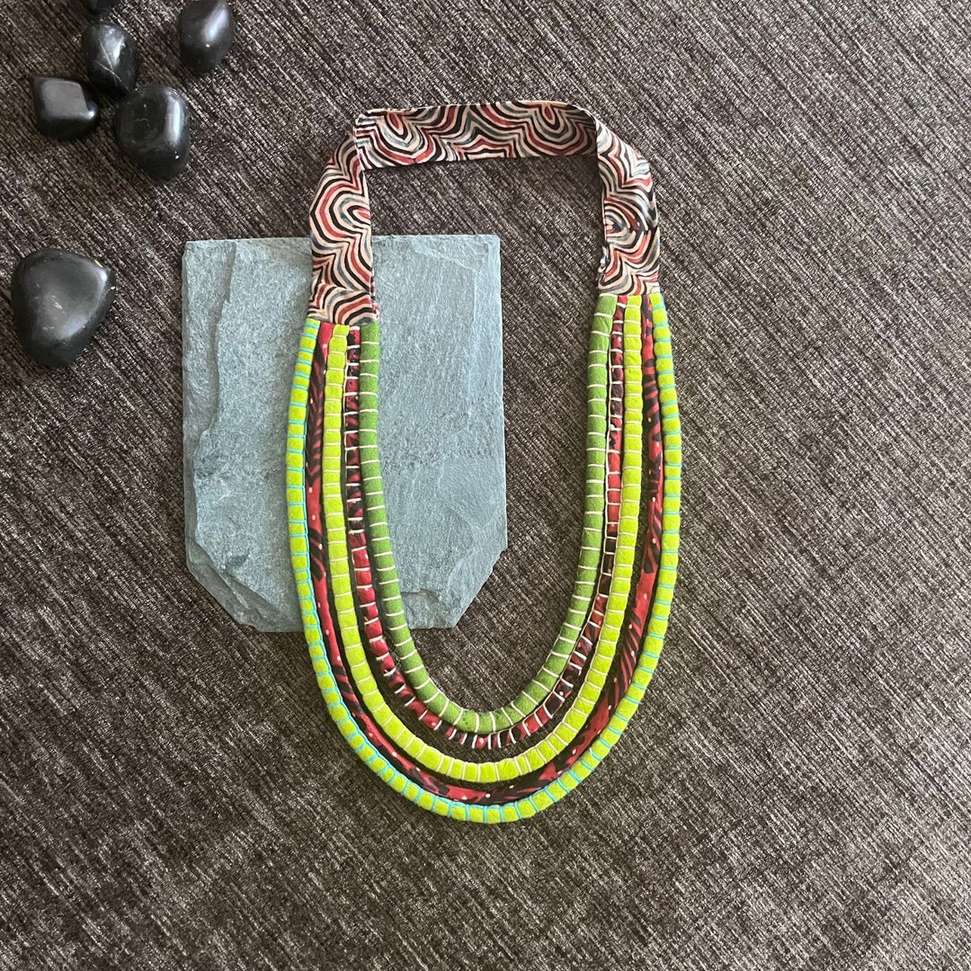 Neon Pop Neckpiece For Women | Made of Ajrakh and Silk | Eclectic Design