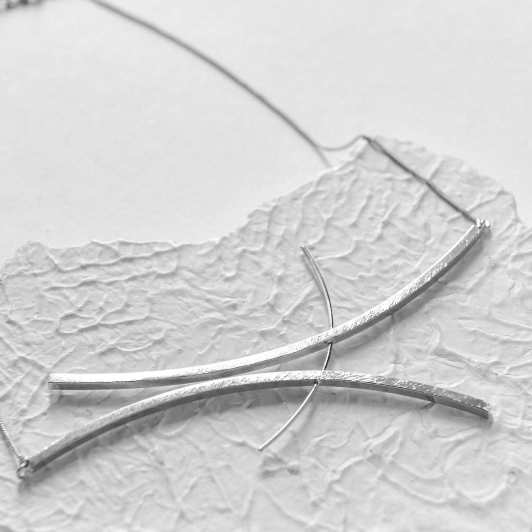 Ahei Silver Finish Neckpiece | Brass | Sustainably Crafted | Contemporary Design