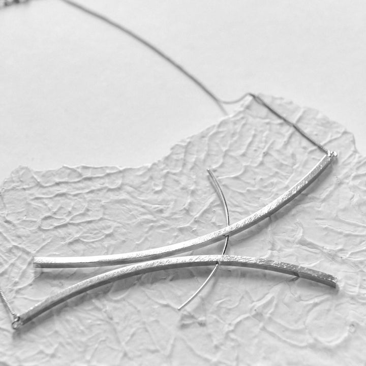 Ahei Silver Finish Neckpiece | Brass | Sustainably Crafted | Contemporary Design