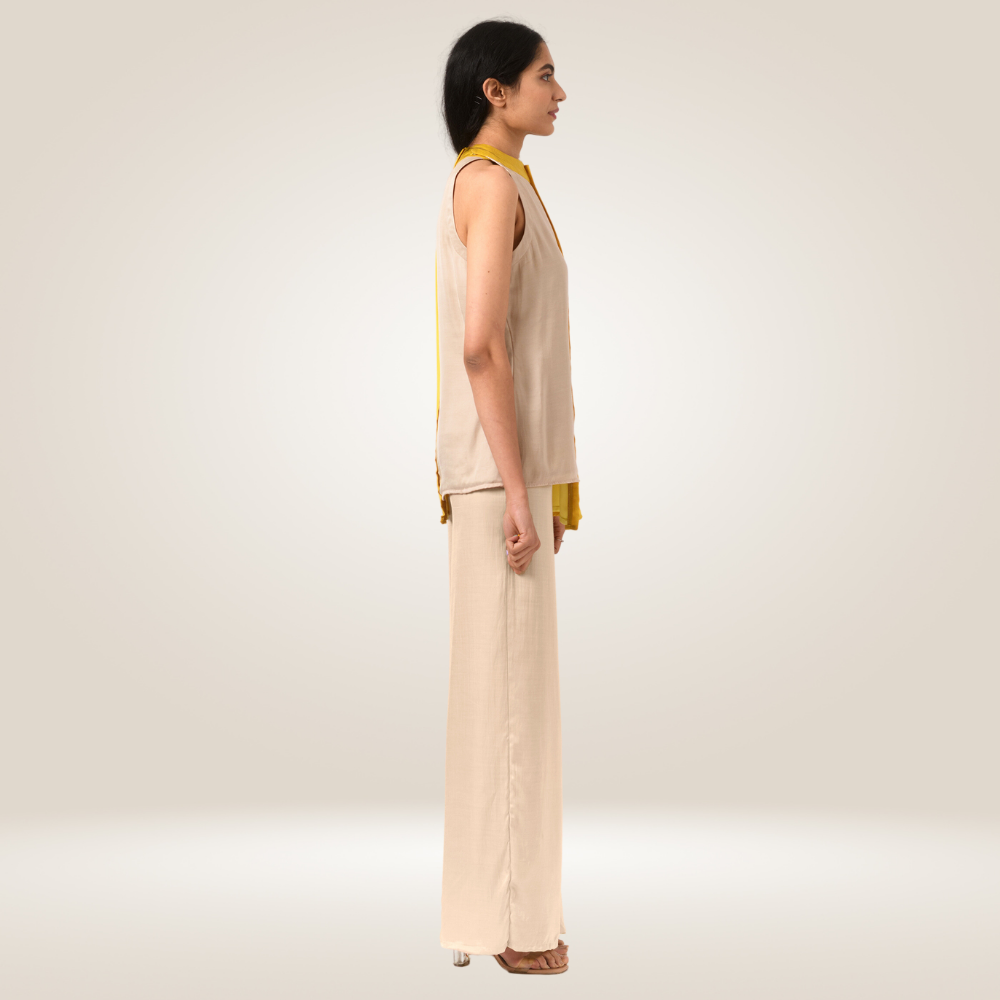 Ecru Yellow Halter Neck Blouse | Bemberg Modal Silk | Subtle Style