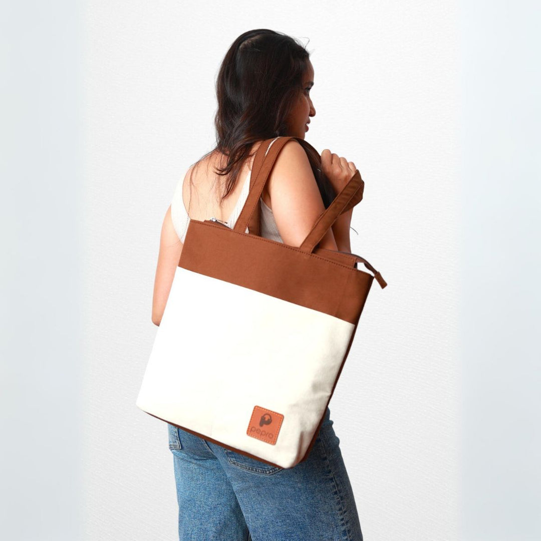 Dual Shade Shopper Tote Bag | Cotton Canvas | Hand-Crafted | Sustainable