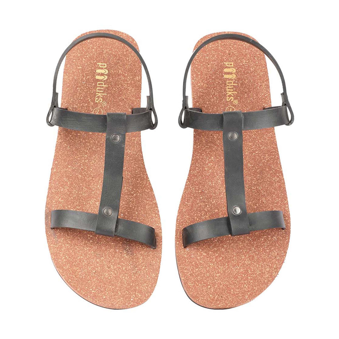 T-Strap Cork Brown Sandals | Flats for Men | Soft, Light-Weight and Eco-Friendly