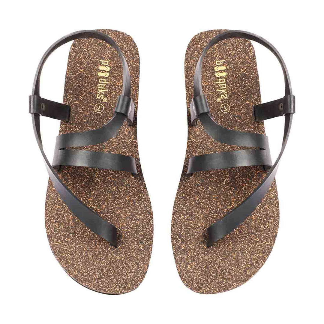 Muddy Brown And Black Flat Sandals for Men | Recycled Strap & Waterproof Cork