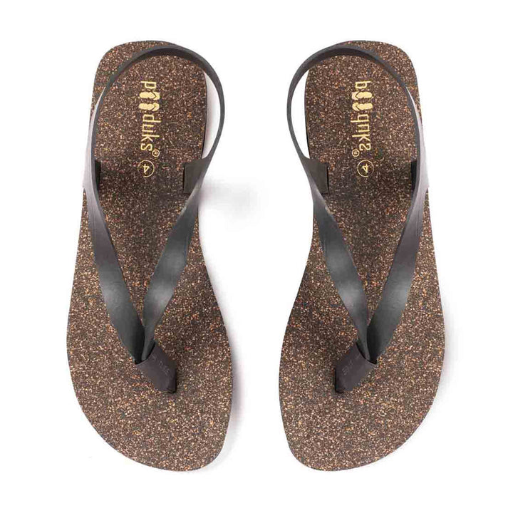 Black Thong-Strap Waterproof Cork Sandals | Unisex | Vegan & Biodegradable