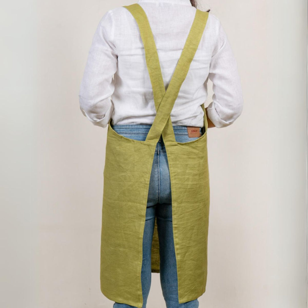 Cross Back Apron With Pockets | Anti Microbial Hemp Fabric | Multi-Functional | Solid Colour | No Tie Apron 