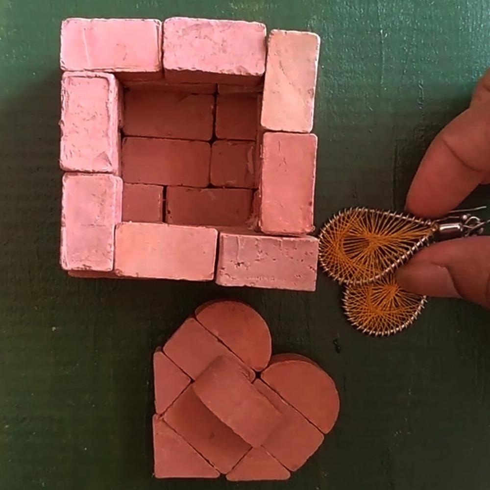 Miniature Terracotta Bricks DIY Set Of 151 Pieces | Handmade | Gift Pack | Purple Box