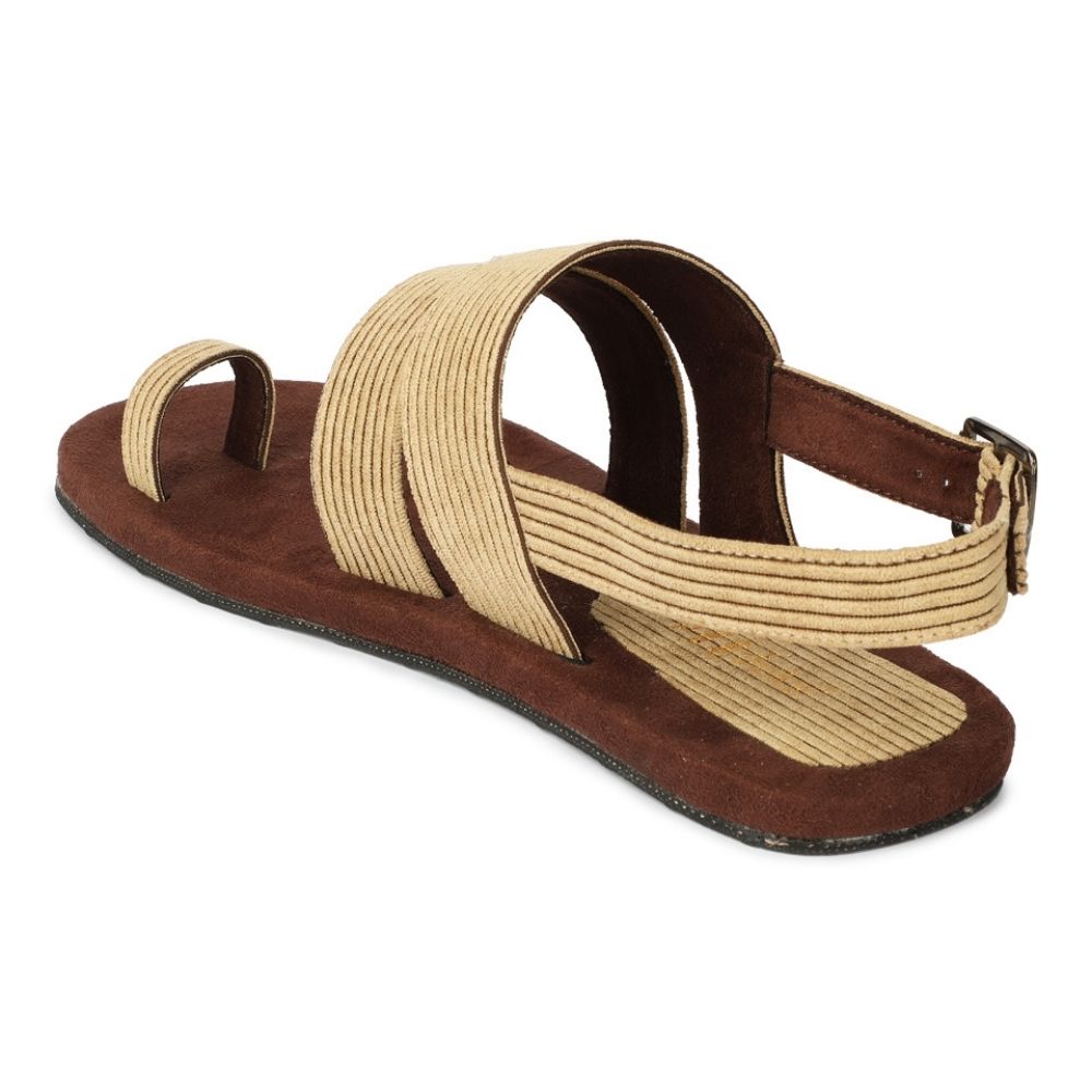 Sef Sand Beige Men Sandals | Breathable & Textured Corduroy | Comfort Fit